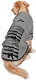 Gun American Flag Dog Hoodie Sweater with Leash Hole and Pocket Cold Weather Clothes for Medium Large Dogs