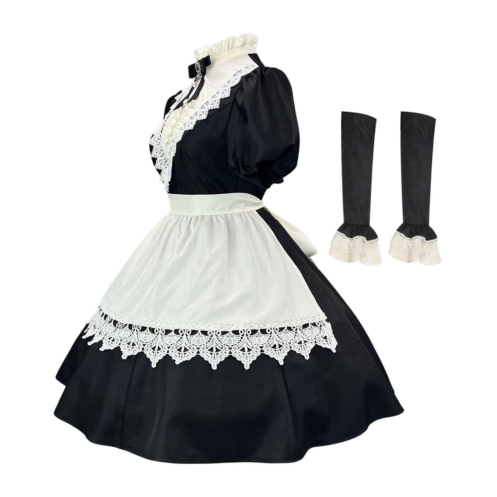 Gothic-Lolita-Kleid Für Damen Mittelalter Kostüm Damen Cosplay | Gothic Für Halloween Cosplay Kostüm Dienstmädchen Kostüm Lolita Dress Lolita Faschingskostüm Anime French Maid Dress