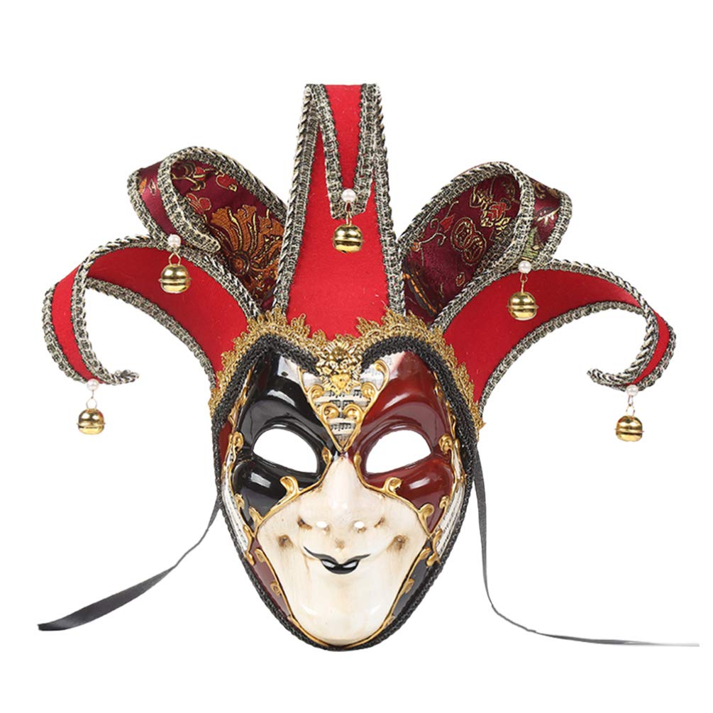 Toyvian Venetian Masquerade Mask Full Face Mask Carnival Costume Cosplay Dress Up Accessory for Performance Party(Red, Black )