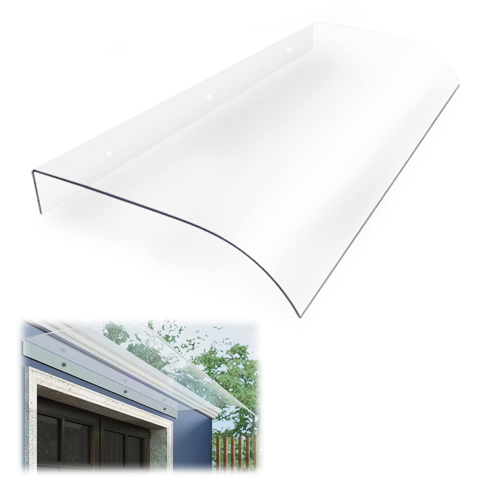 CZYZMDD Polycarbonate Door Canopy,Self Cleaning Canopy Awning,Outdoor Awning,Patio Porch Awning,Mute Roofing,UV Snow Protection Shelter,Multiple Size ()