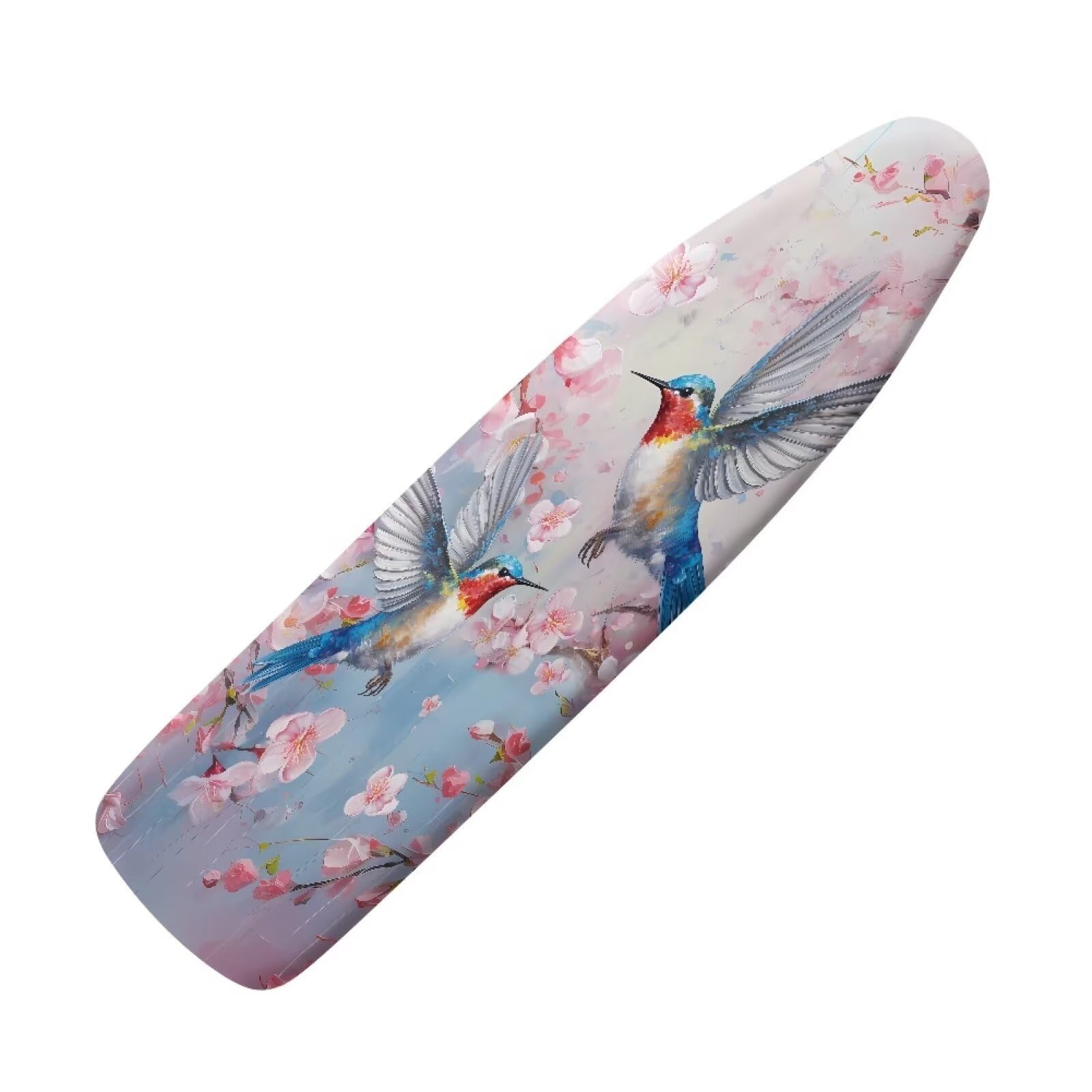 FANCOSAN Floral Hummingbird Ironing Board Cover with Elastic Edge and Hook and Loop Fasteners,Pink Cherry Blossom Print Thick Padded Iron Board Cover,Scorch&Stain Resistant