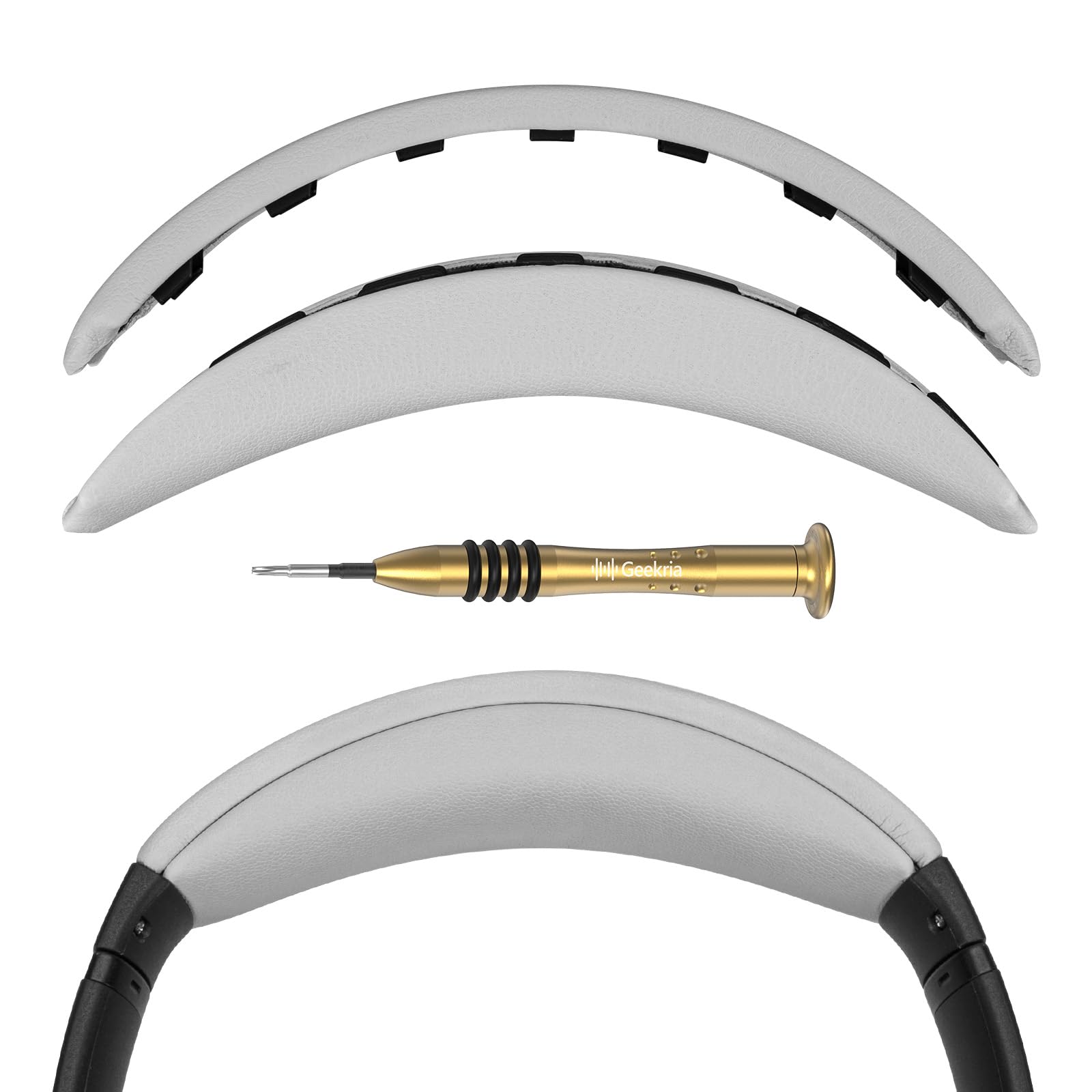 Geekria Headband Pad Compatible with Bose QuietComfort 35 ii Gaming, QC35 II/ QC35/ QC45/ QC SE Headphones Replacement Band Repair Part (Light Grey)