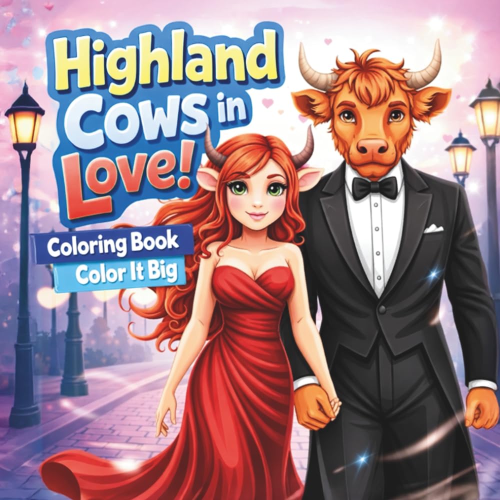 Highland Cows in Love Coloring Book Color It Big: Tweens and Adults (Color It Big Cozy Animals)