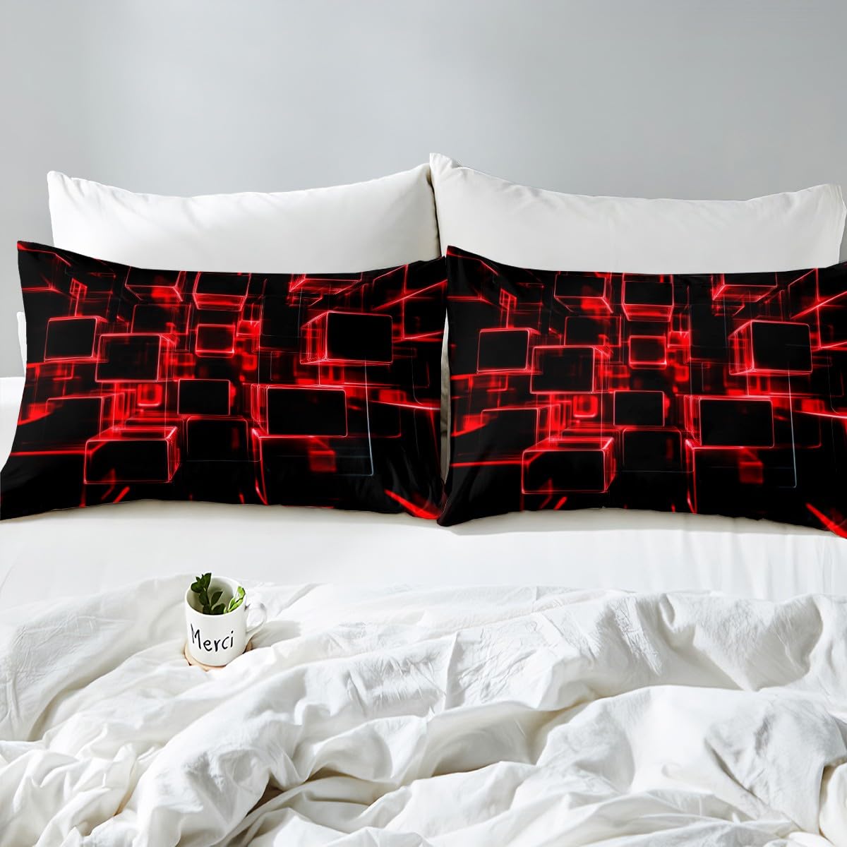 Homewish Fire Red And Black Kids Duvet Cover King - Image 4
