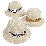 Fun Express Safari Hats for Adults with Animal Print Band (Set of 12) Straw Costume and Party Hats