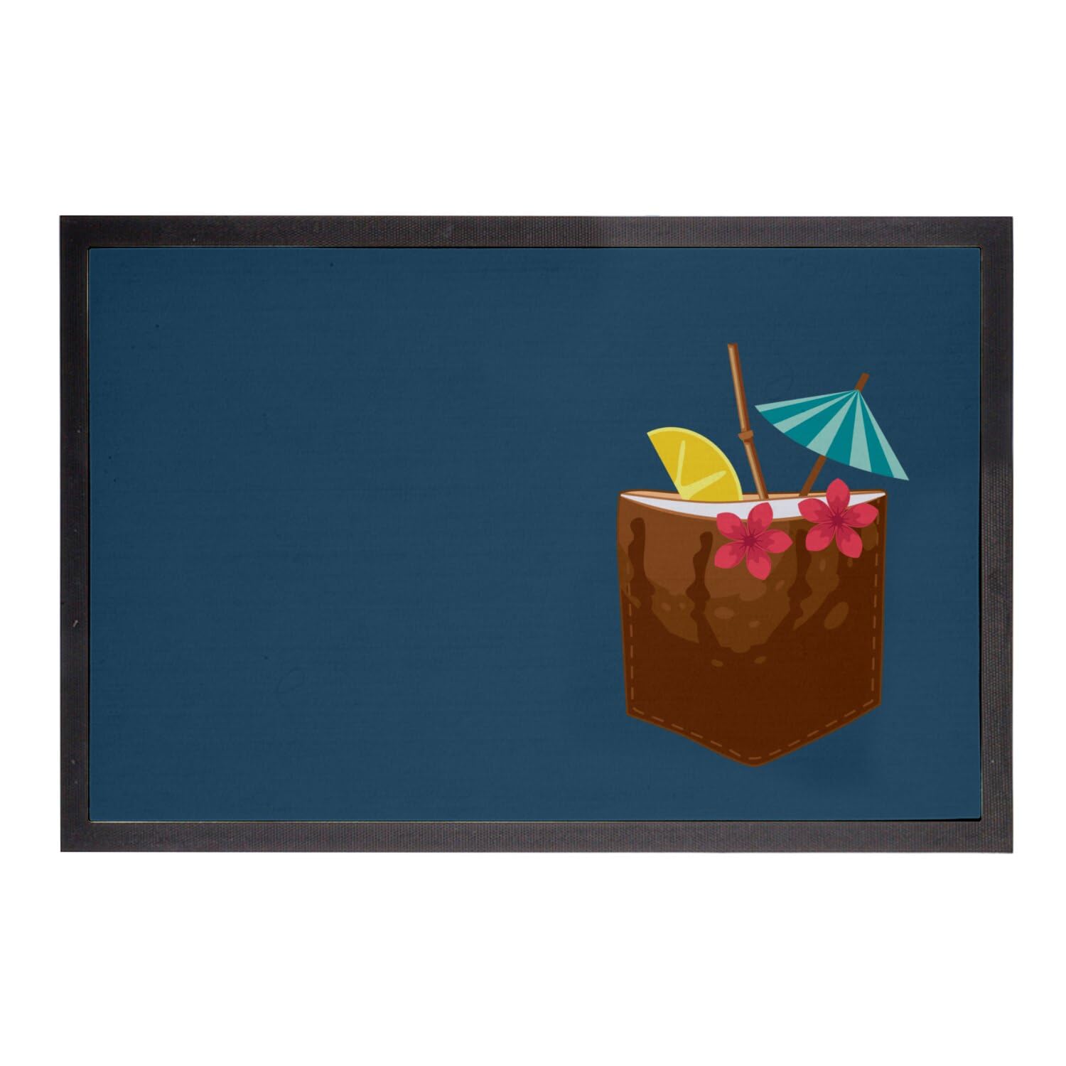 Paillasson bleu original pour entrée extérieur tapis Cocktail Pina Colada vacances 75x50cm