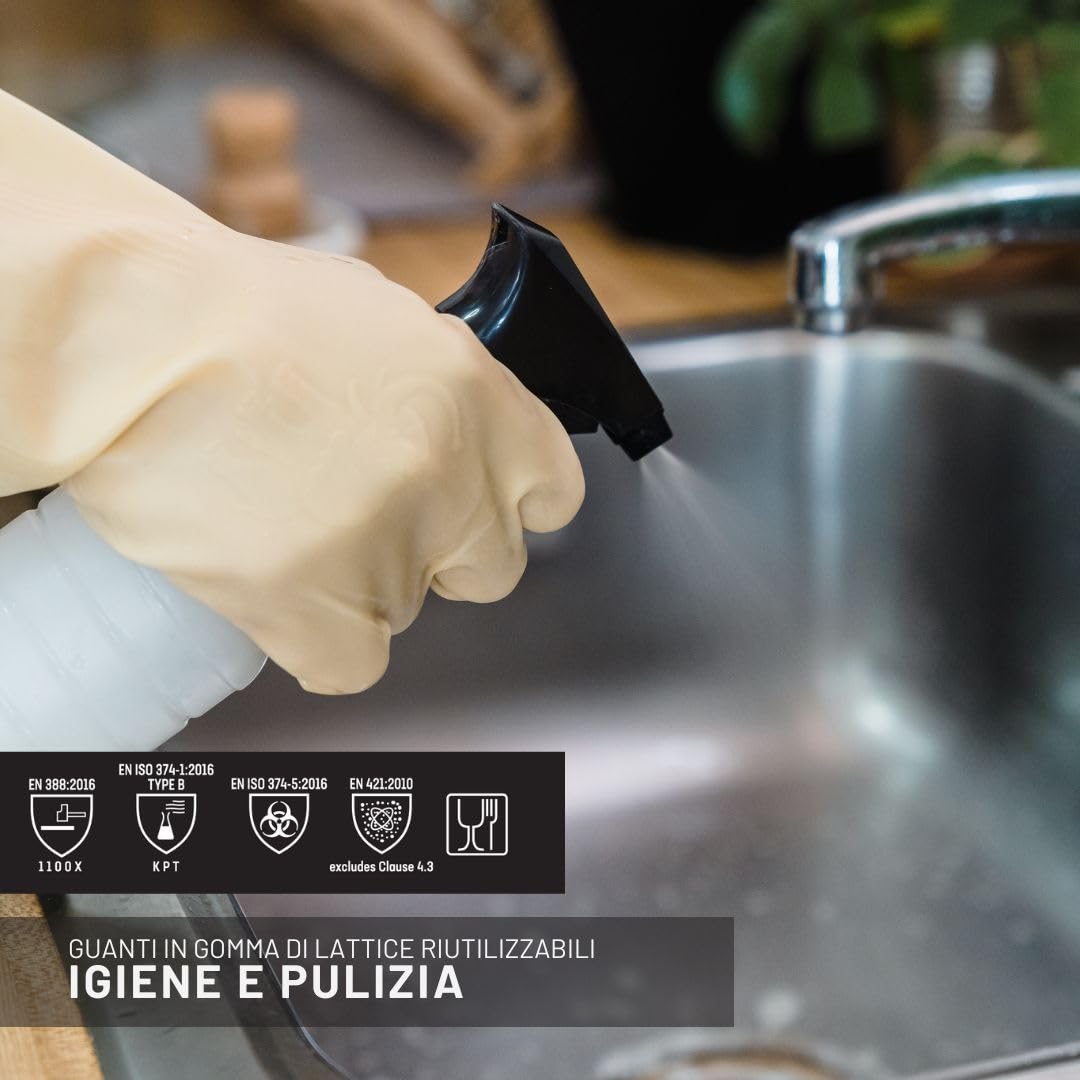 Gant de contact en caoutchouc de latex réutilisable, résistant aux substances chimiques, aux utilisations domestiques et professionnelles, adapté à la manipulation des aliments. Jaune, taille 6 (12