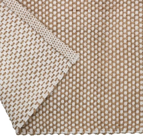 Image of The Home Talk Handwoven Cotton 4-6 Seater Table Runner - White Design - Eco-Friendly, Textured, Durable for Dining Table, Coffee Table, Console - 13x72 Inches