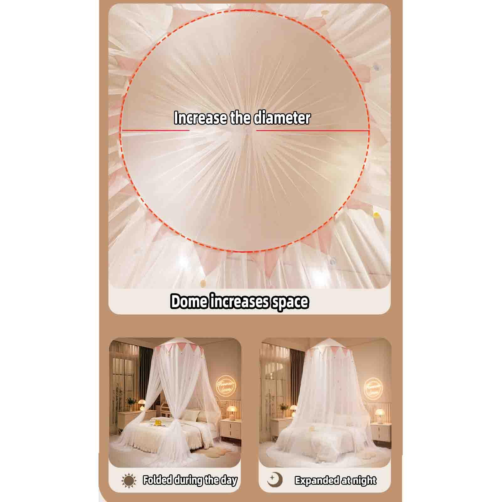 Zanzariera a baldacchino per letto – Cupola pieghevole da appendere per letto matrimoniale o singolo – ideale per uso estivo