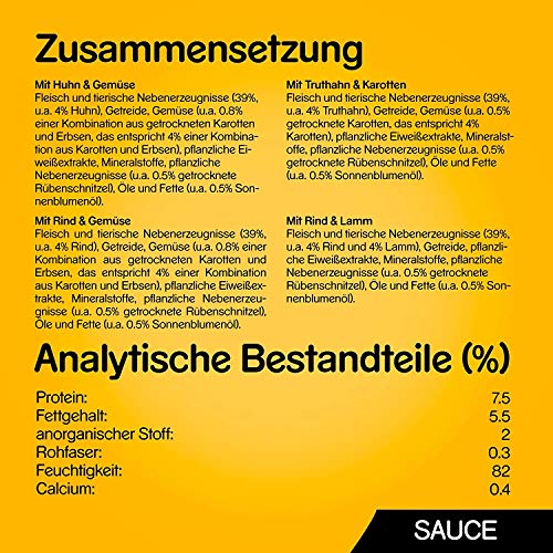 Pedigree Vital Protection Hochwertiges Huhn, Rind und Truthahn, 48 Beutel (4 x 12 x 100 g)