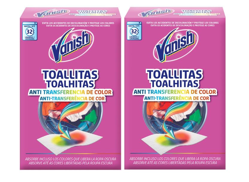 Vanish Anti-transferencia de Color - Pack de 2, Total de 64 Lavados