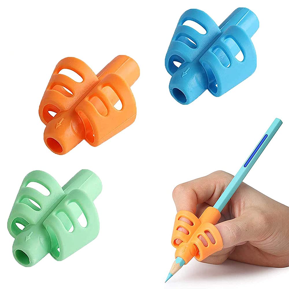DOCAT Pencil Grips set for Kids Handwriting, Ergonomic Writing Training Aid Correction Silicon Gel Pencil Grip for Children Preschoolers (2)