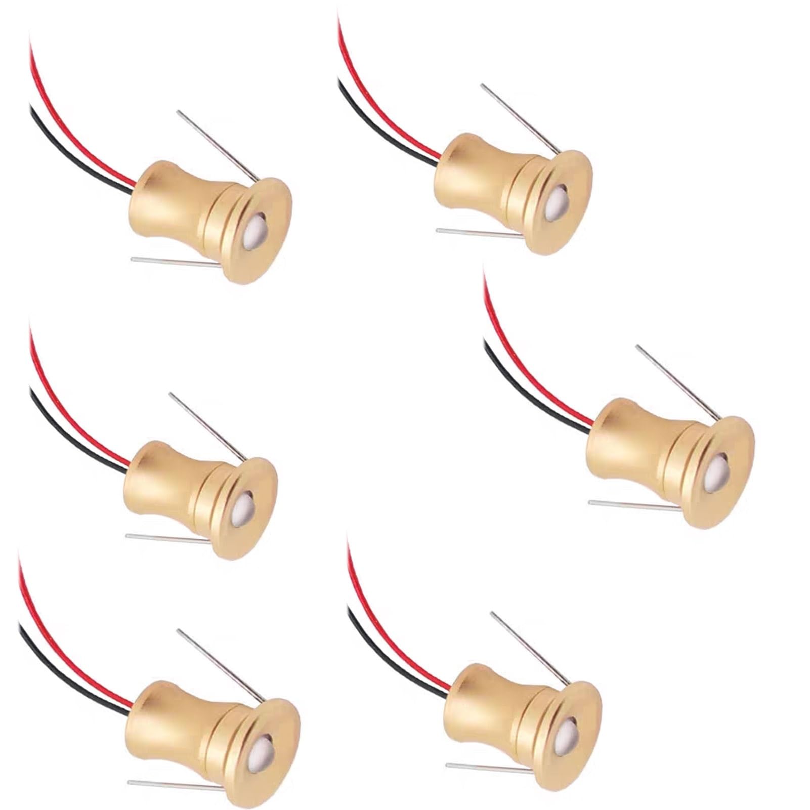 GUODDM 4/6 PCS Mini LED Spotlight- Recessed Spotlight - 1W Step Lamp, Embedded Ceiling Downlight, Concealed Background Wall Ceiling Light For Display Cabinets(6PCS-Gold,DC12V-White)