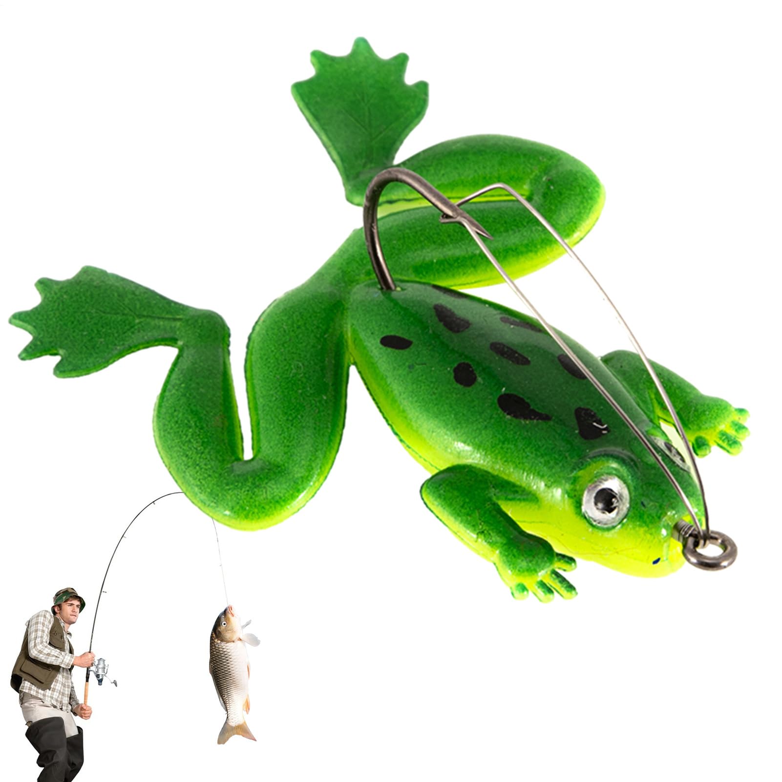 FishingFrogLures – 5.5cm Hollow Body Frog, Realistic Soft Bait, Bass And Pike Lure | Perfect For Freshwater Angling, Pond Lakes, Rivers, Outdoor Fishng Trip Night Fishing, Largemouth Bass
