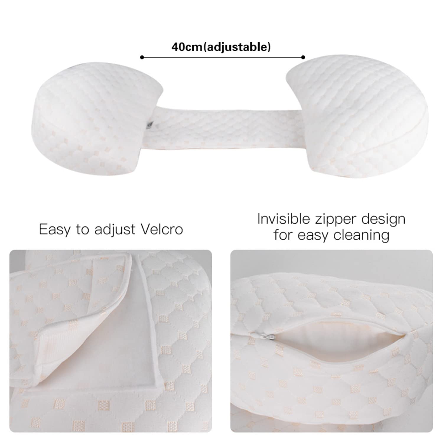 ANGELYCIA- Pregnancy Pillow with Long Adjustable Velcro | Maternity Wedge Pillow for Side Sleeping | Support for Back, Legs, Belly, HIPS for Pregnant Women | Detachable Outer Fabric