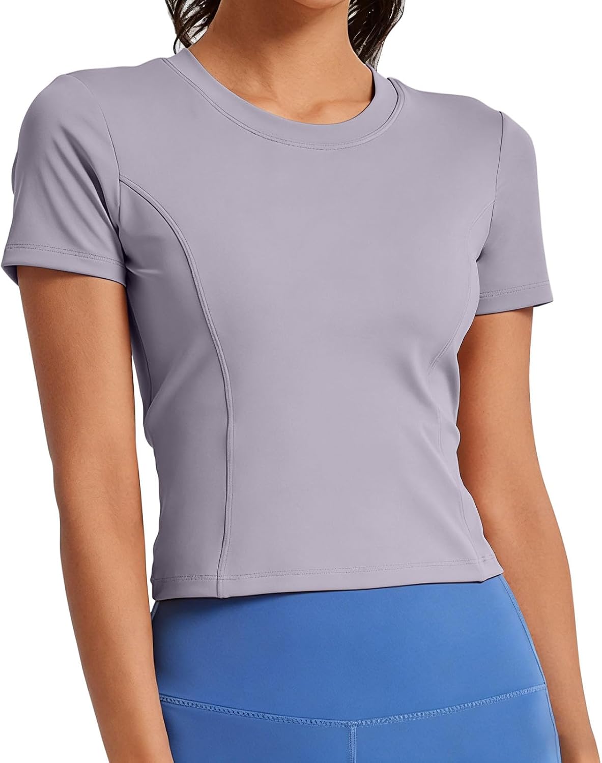 Workout Tops for Women Slim Fit Breathable Activewear Cool Quick Dry Gym Athletic Tee Crewneck Running Crop Top
