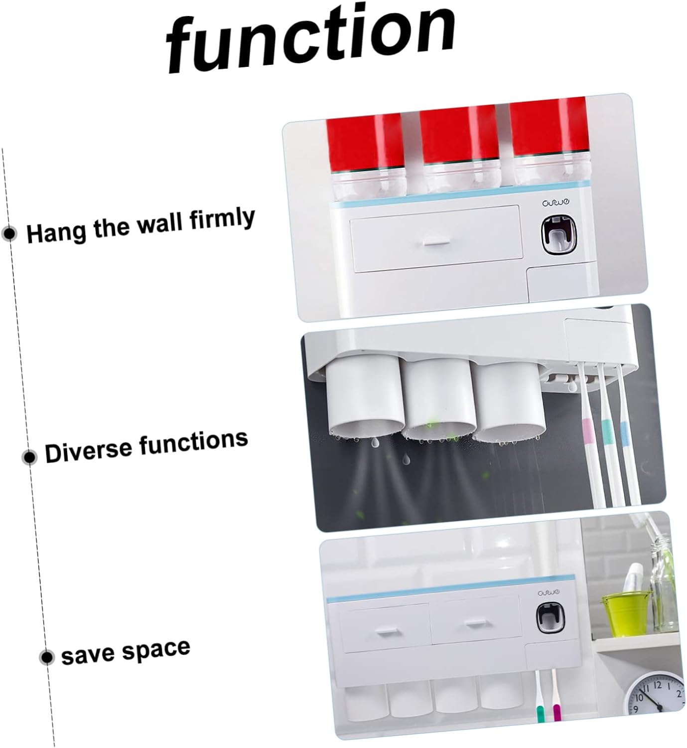 1pc Wall-Mounted Toothbrush Holder Dispenser Cups Creative Magnetic Storage Rack for Bathroom Organization Material Space-Saving Washroom