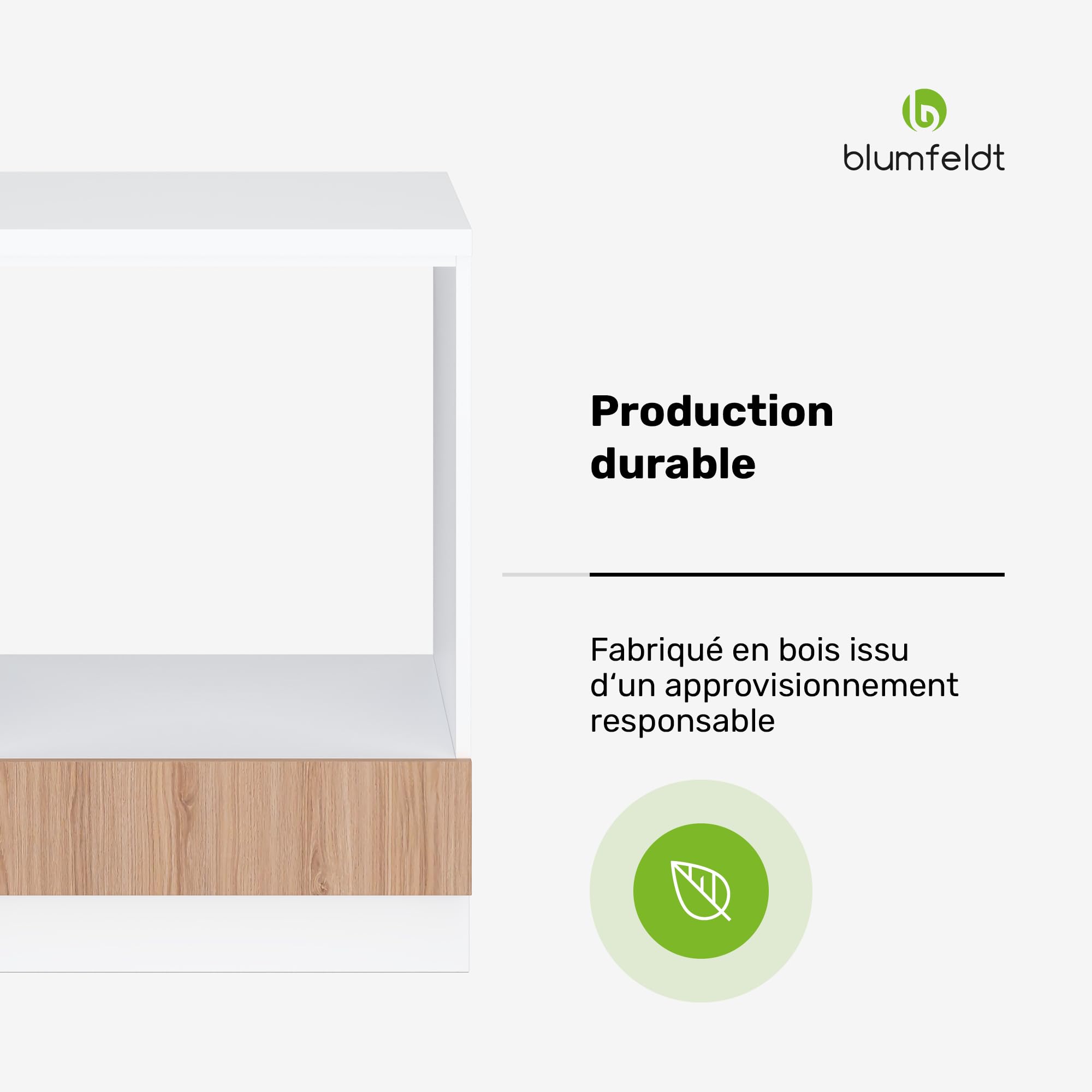 Blumfeldt Meuble Pour Four Encastrable - Armoire Moderne avec Plan de Travail MDF 30 mm, Poignées Aluminium, Pieds Réglables ABS, Surface Mélaminée Facile à Entretenir, Blanc-Chêne