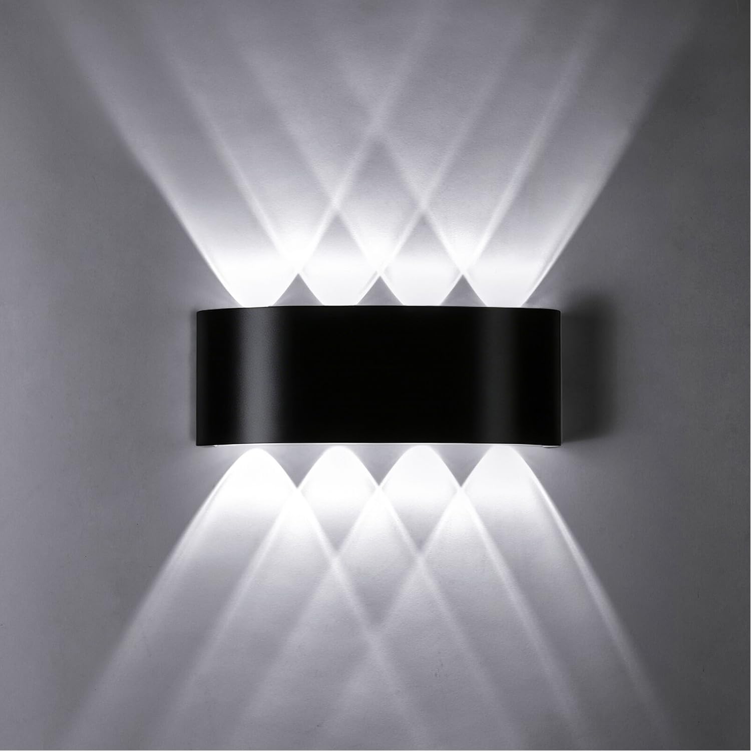 Jiehe LED Wall Lights Mains Powered, 8W Up and Down Indoor Wall Lamp, Aluminium IP65 Waterproof Outdoor Wall Lights for Living Room, Bedroom, Hallway, Garden, 6000K Cool White