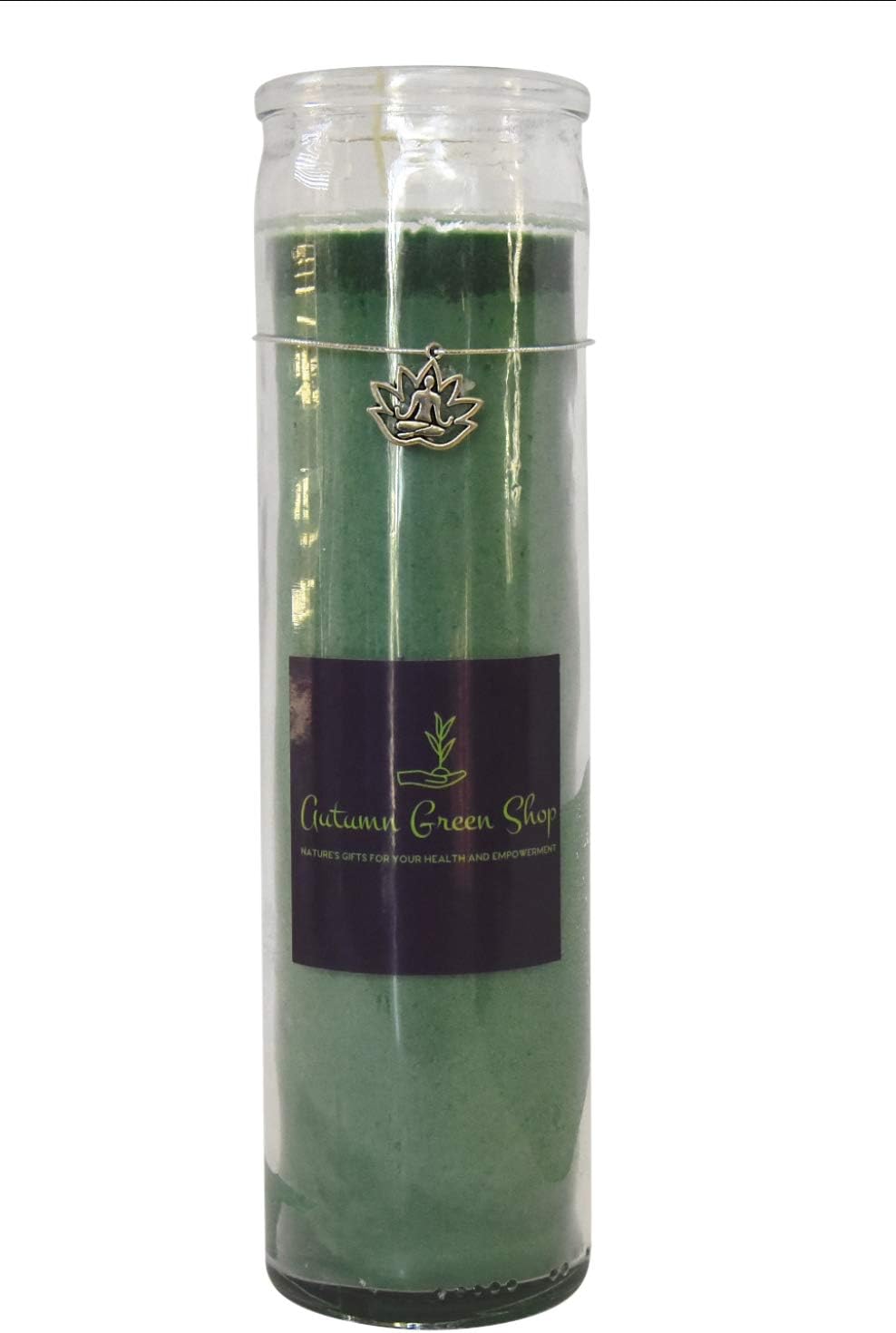 Green Candle - Lotus/Charm - Meditation, Spiritual, Yoga to Bring in Tranquility, Relieve Stress, Create Balance, Healing and Money Drawings