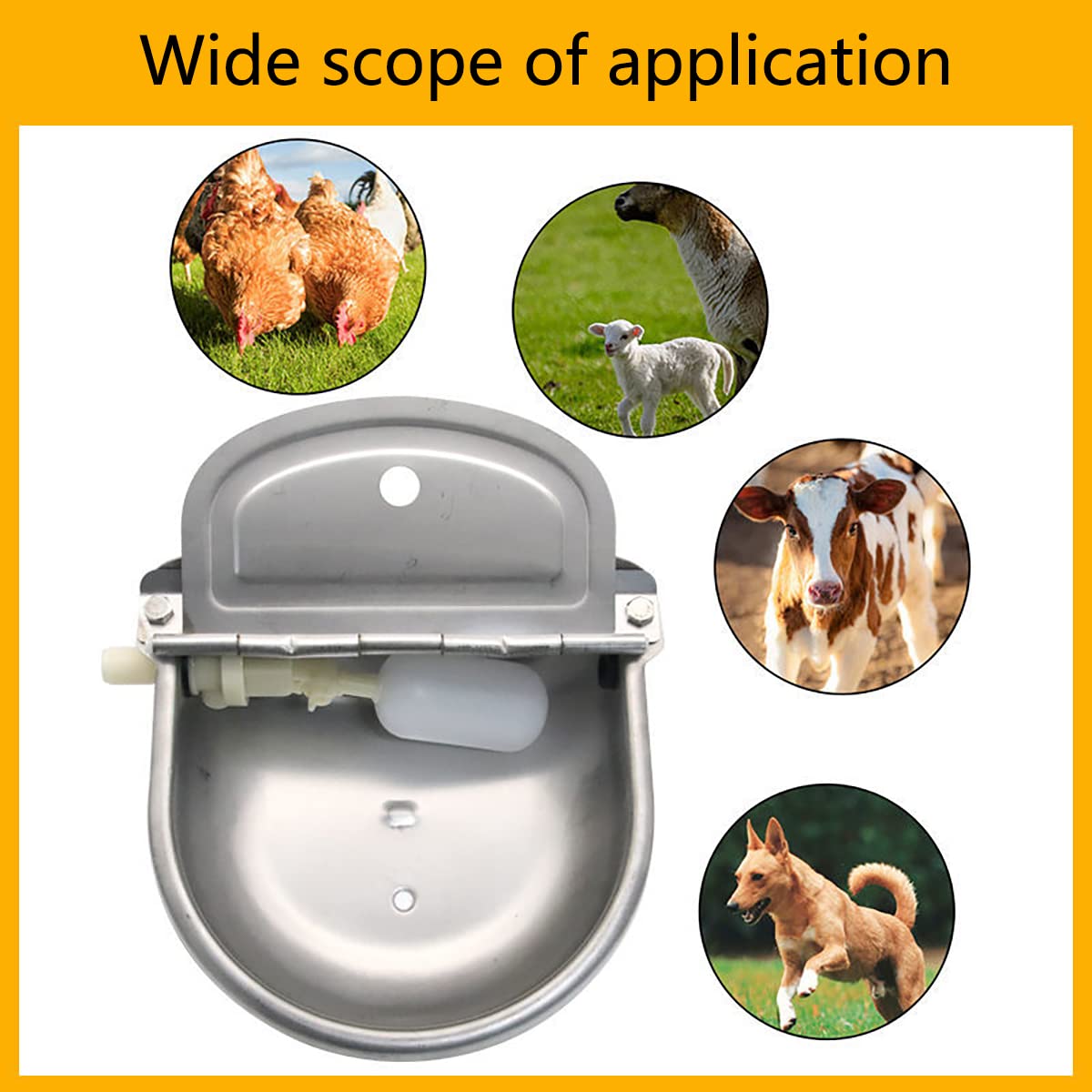 Abrevadero, Cuenco De Agua Automático para Ganado con Agujero De Drenaje, Abrevaderos De Ganado De Acero Inoxidable para Ovejas Cabra Caballo Perro Bebedero
