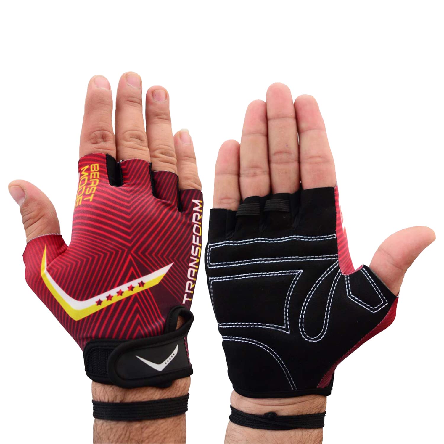 Vicky Transform Star Gym Gloves Non-Slip Wrist Support Full Palm Protection Weightlifting Training Fitness for Men & Boys (S, Red/Black) (B088KQ7NCS) Amazon Price History, Amazon Price Tracker