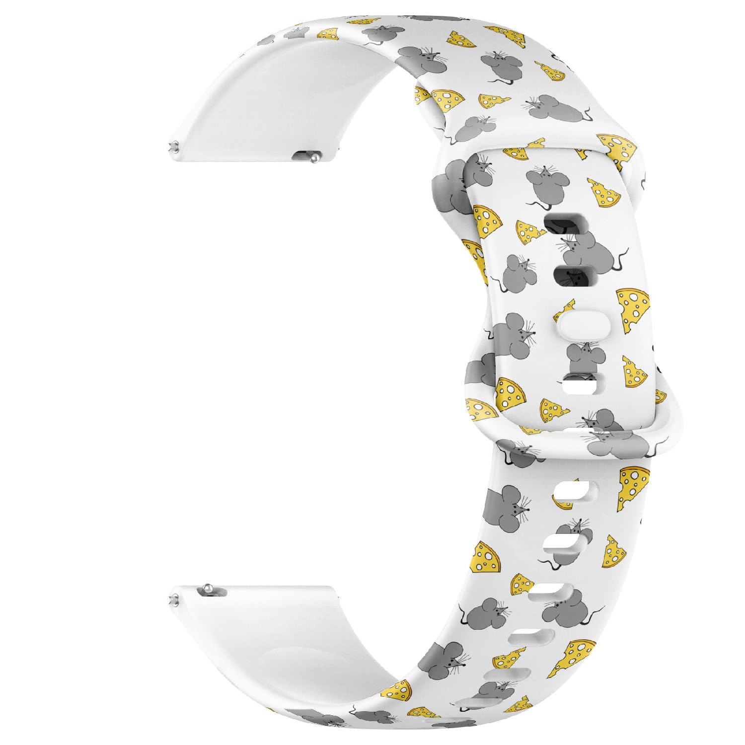 Compatible with Garmin Fenix 7/7 Pro, Fenix 6/6 Pro, Fenix 5/5 Plus, Epix (Gen2) / Epix Pro (Gen2), 22mm Sport Watch Band (Gray Mouse Cheese Doodle Cartoon) Silicone Soft Strap Bracelet