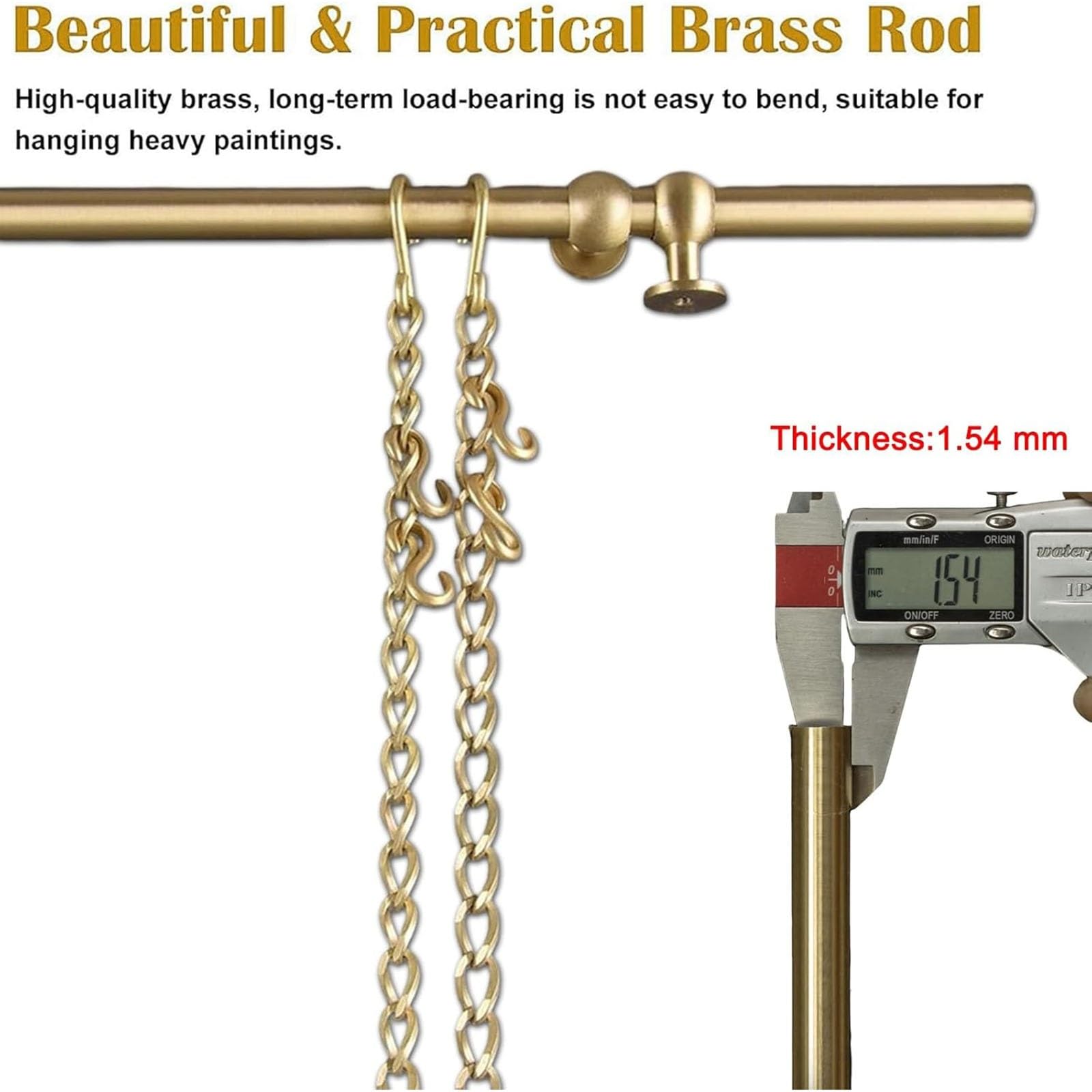 Kit de Sistema de riel para Colgar Cuadros de Alta Resistencia - Colgador de Pared de 1,10 m (43,3 Pulgadas) con Cadenas para Pinturas al óleo, pósteres y Espejos - Ideal para Uso doméstico,