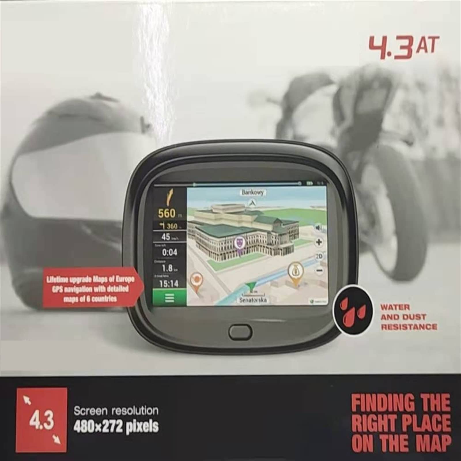 Sistema de navegación GPS for Motocicleta de 4,3 Pulgadas 8GB con Mapa Completo de Europa Kit de Monitor retrovisor