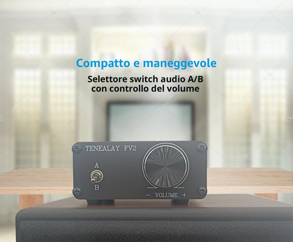 HiFi RCA Preamplificatore Passivo Audio Stereo Preamplificatore con Controllo del Volume, A/B Audio Switch selettore FV2