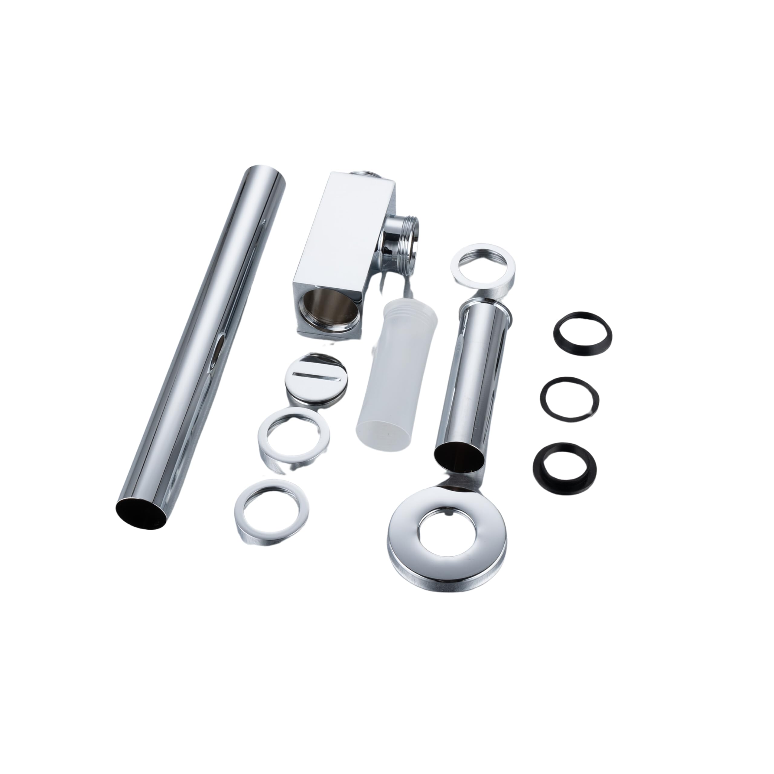 Flaschensiphon AquaUno G1 1/4 für Waschbecken, Eckig Chrom