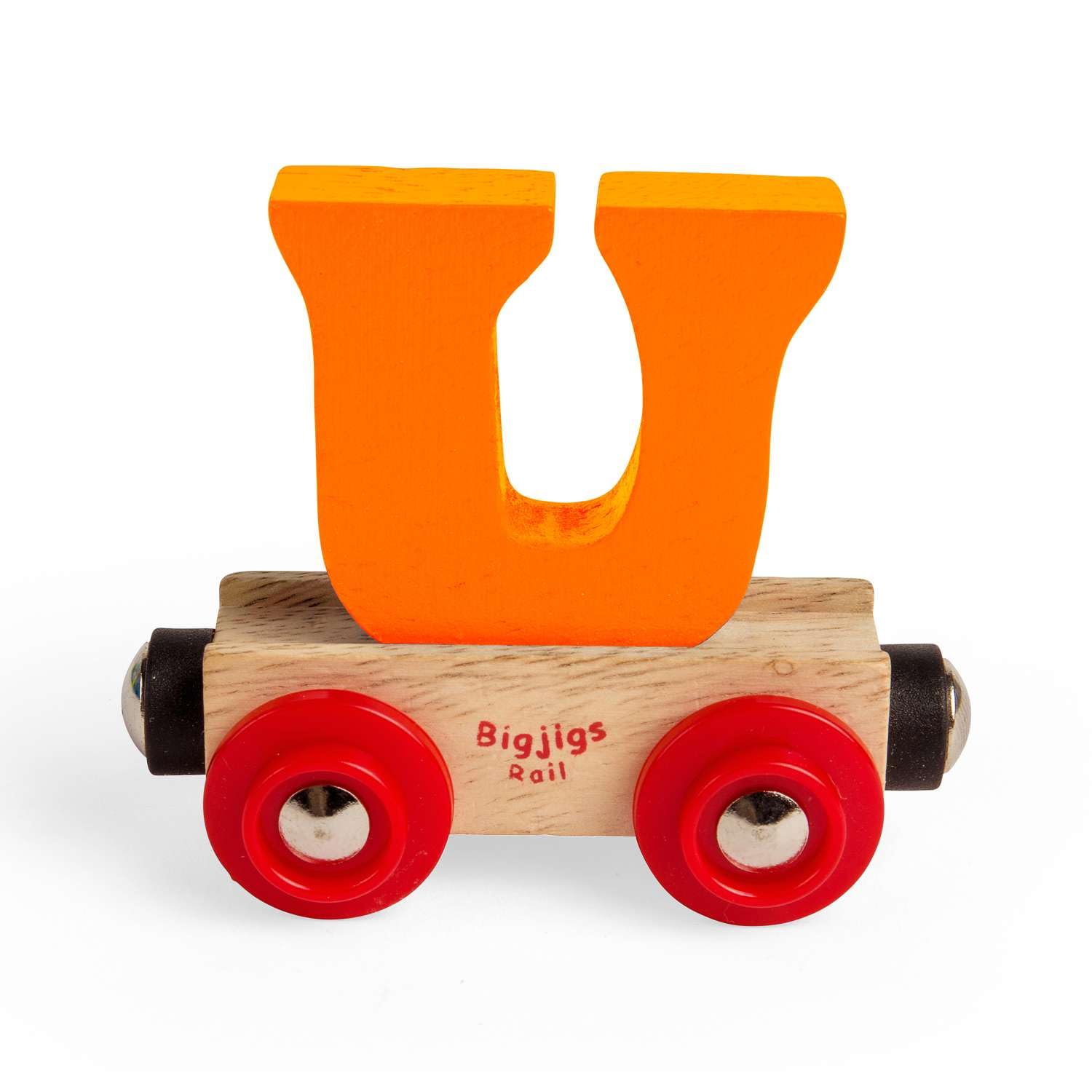 Bigjigs Rail Name Letter U, Orange Personalised Wooden Railway Carriage