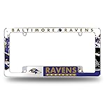 Rico Industries NFL Baltimore Ravens Primary 12 x 6 Chrome All Over Automotive License Plate Frame for Car/Truck/SUV