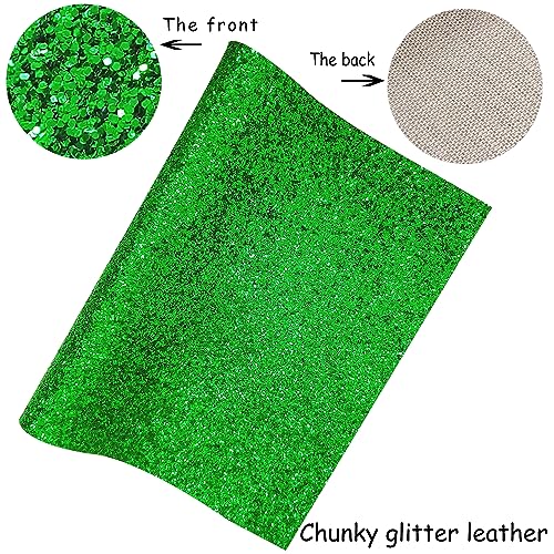 sparkly green chunky glitter fabric roll 12 x 52 inch shiny christmas faux leather material for crafts earrings bows 1601335