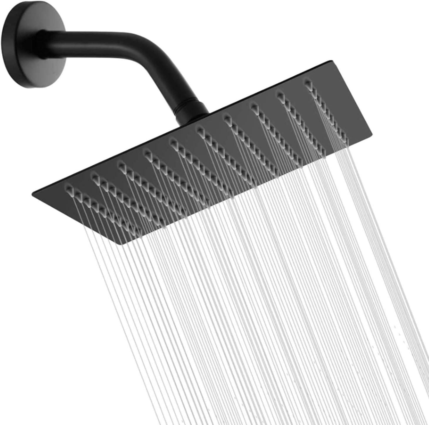 Best Review Shower Faucet GGStudy Shower Trim Kit with Rough-in Valve Shower Set Bath Rainfall Shower Faucet System 8inch Square Stainless Steel Metal Shower Heads with Handheld Spray Black