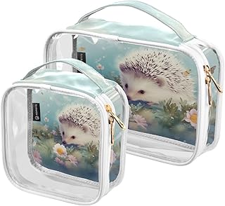 2Pcs Hedgehog Butterfly Cosmetic Bags,Clear M...