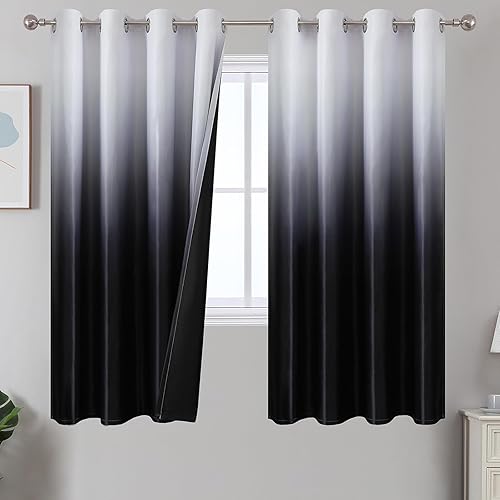 Miniatura 56 de Estelar Textiler Cortinas Opacas con Degradado para Sala de Estar de 84 Pulgadas de Largo, Cortinas de Ojales Ombré con Aislamiento Térmico de Gris