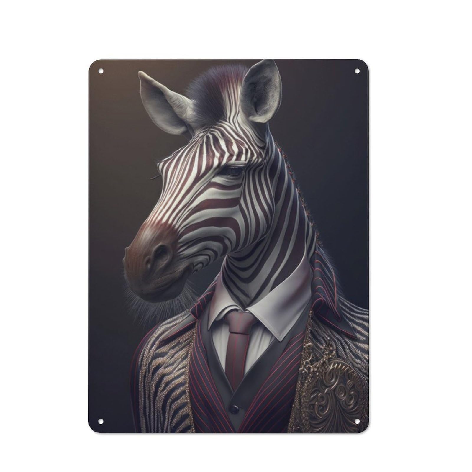 Junmoney Fantasy Zebra Fancy Suit Rustic Metal Plaque 40X30cm For Hobby Room Or Studio, For Vintage Wall Decor Fans, For Garage And Workshop Walls