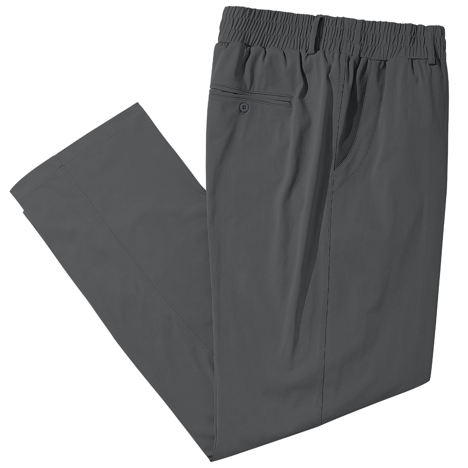 LETAOTAO Mens Big and Tall Full Elastic Waist Pants Stretch Slacks with Zipper Fly and Pockets