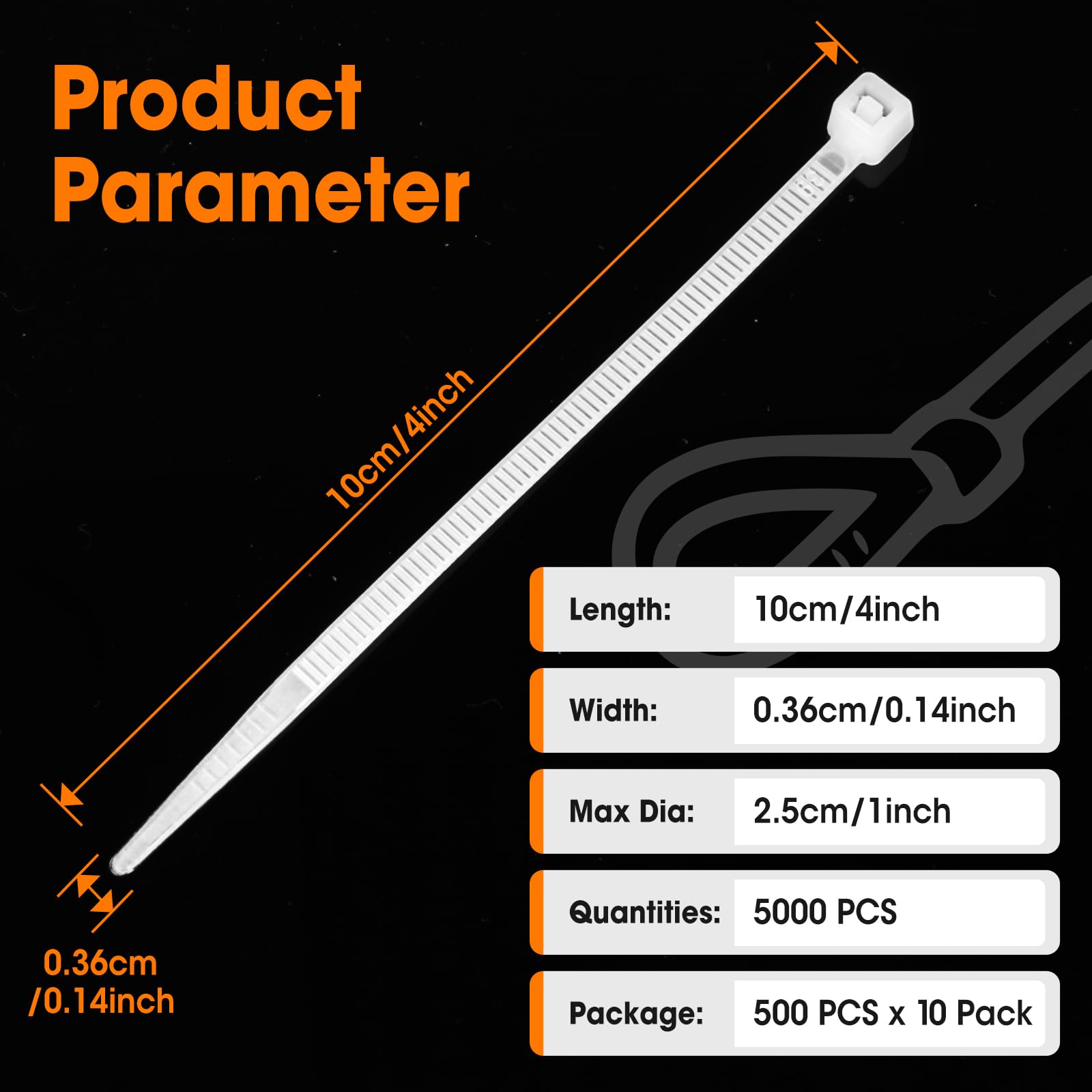 5000 PCS Zip Ties 4 Inch, Small Cable Ties with 18lbs Tensile Strength, White Zip Ties for Indoor and Outdoor Use, UV Resistant Wire Ties