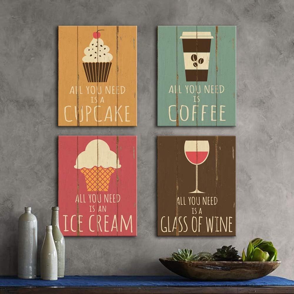 Classic Mural 4pcs/set 30*40cm American country home decoration retro nostalgic colour wooden board painting mural wall painting restaurant cafe bar shop handmade originative personality Top Grade Mur