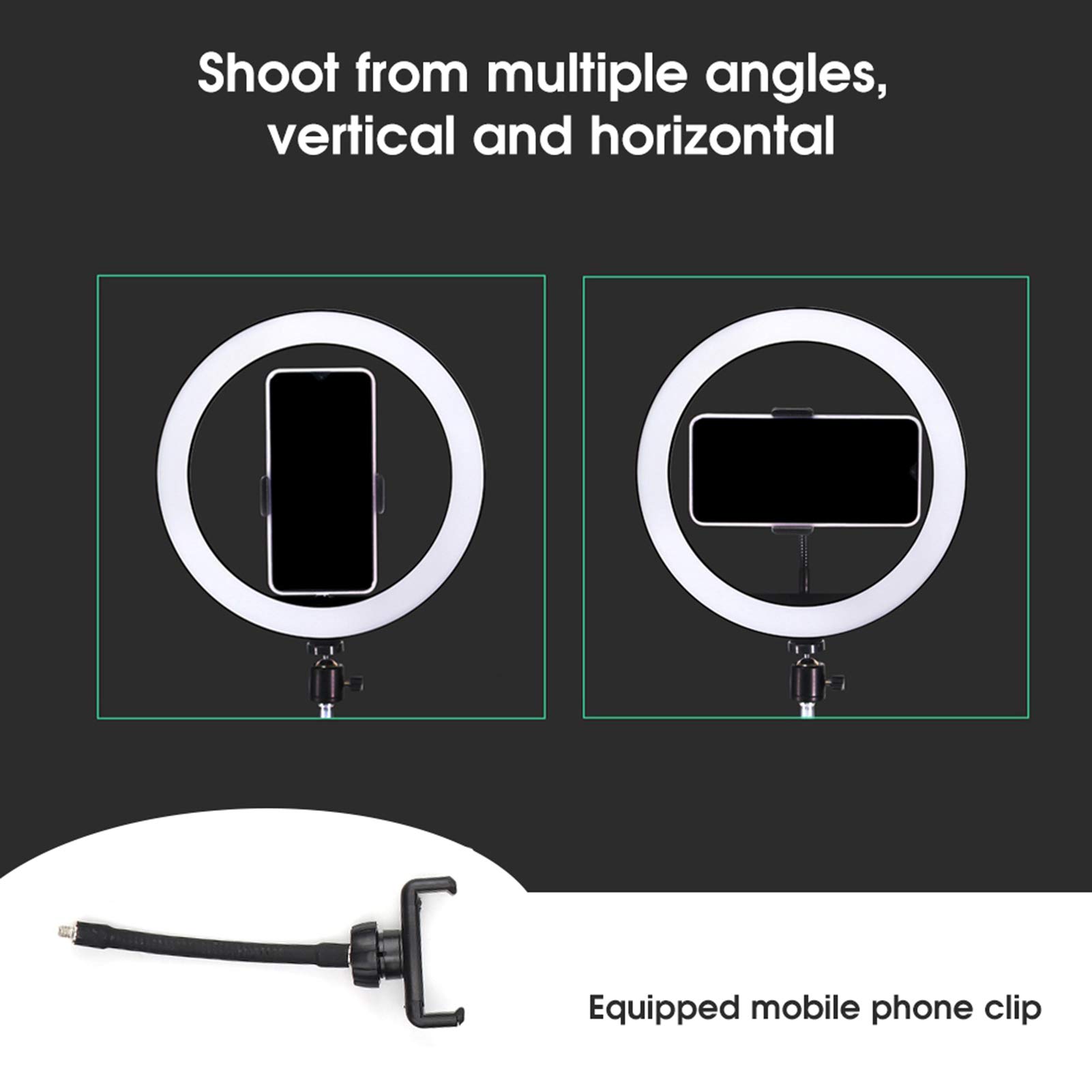 Qiilu Luce ad Anello a LED, Luce ad Anello a LED dimmerabile da 10 '' Luce di riempimento con treppiedi per Studio Video di Trucco