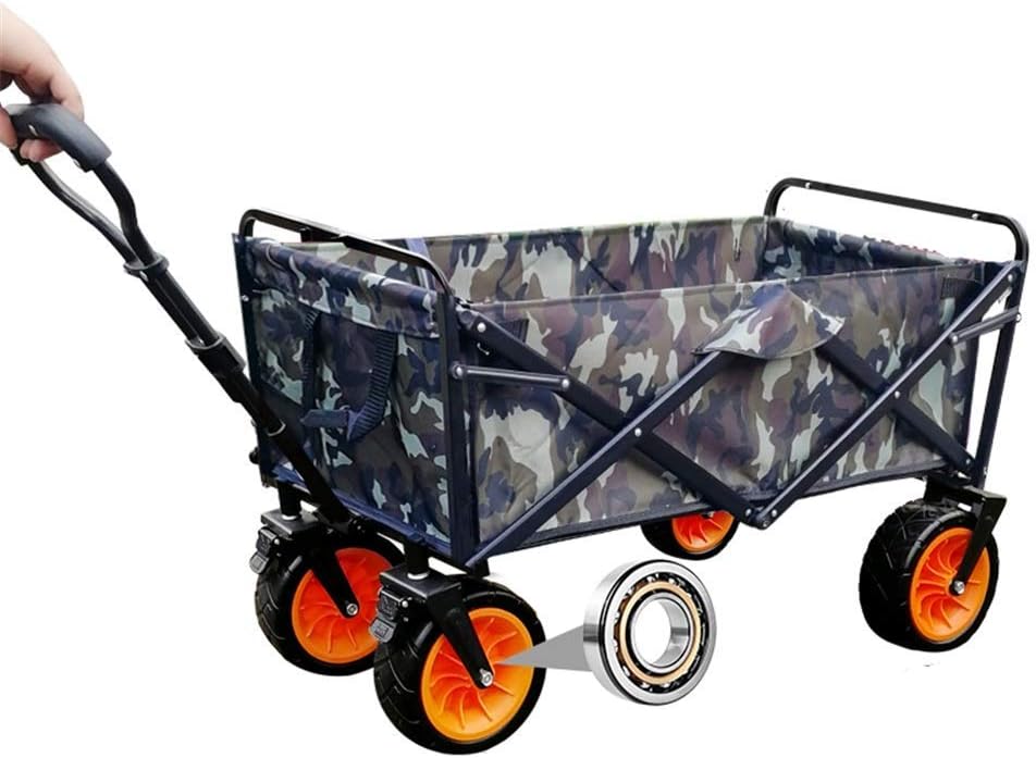 Folding Trolley Wagon Heavy-Duty Shopping Cart with Large Wheels and Foldable Steel Frame 110 Kg Garden Carts Wagons