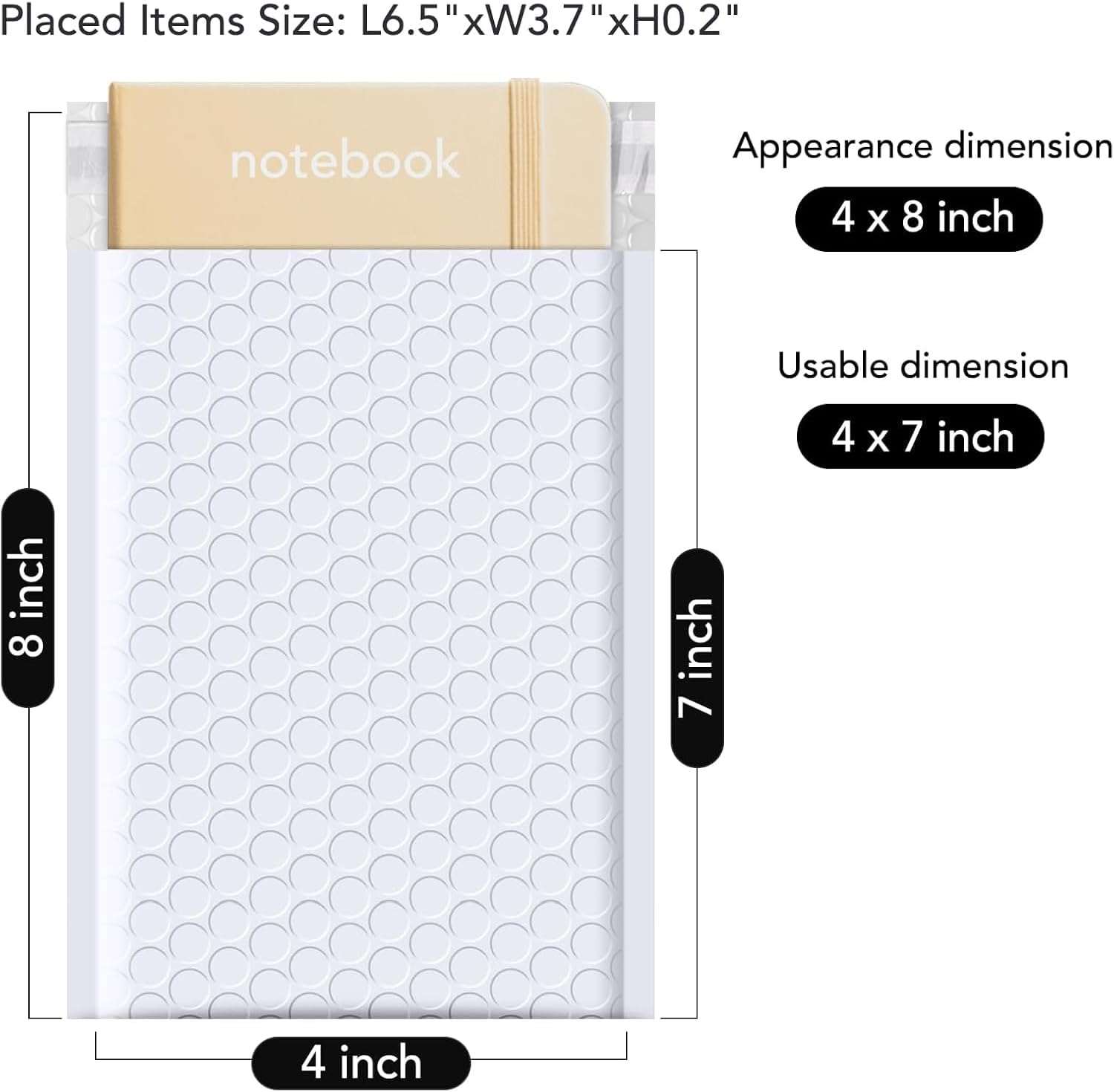 Fuxury Bubble Mailers 4x8 Inch White 200 Pack Padded Envelopes Usable Size 4x7" Thick Mailing Envelopes Bubble Opaque Padded Mailers Shipping Bags for Mailing Jewelry Makeup Small Business#000
