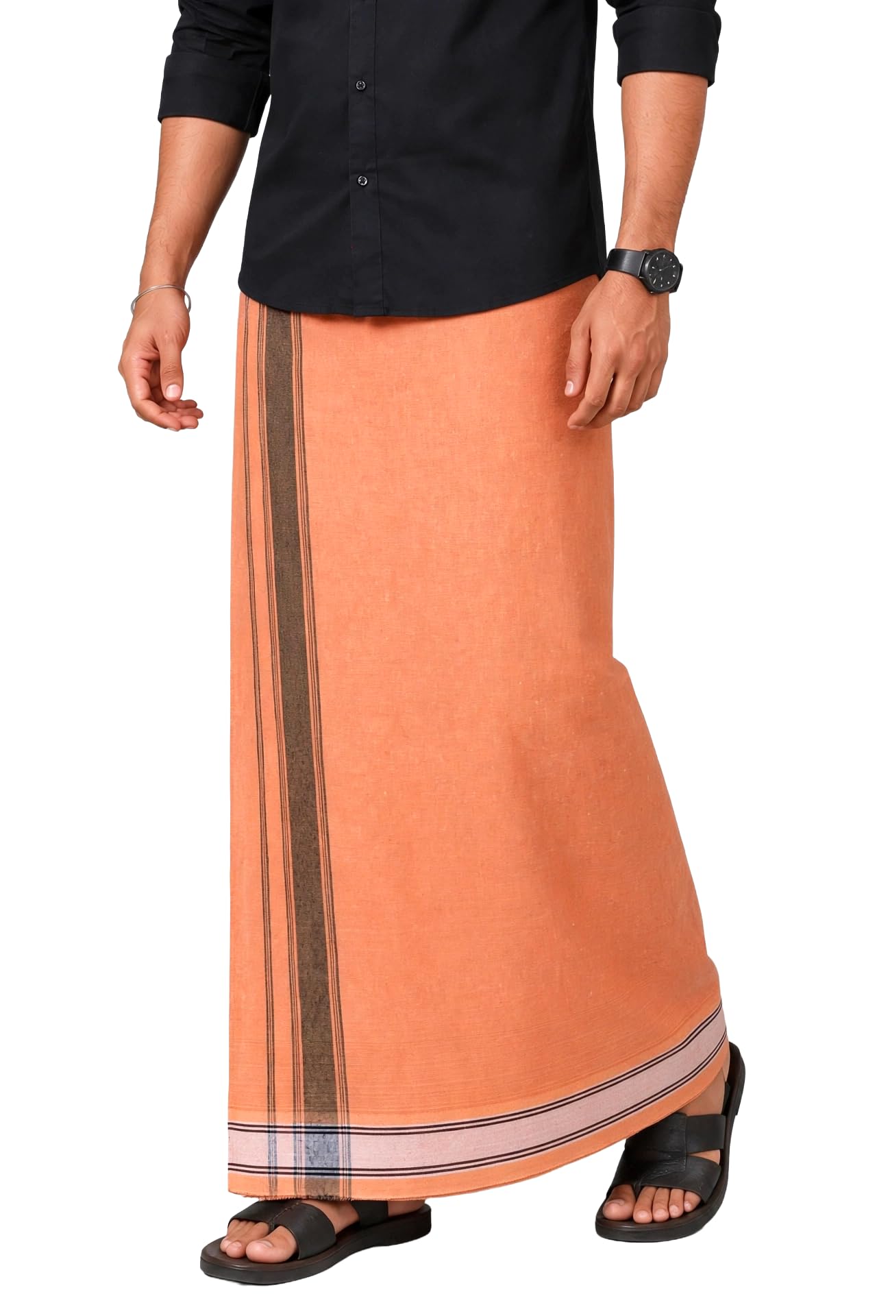 tuni mani Men's Cotton Plain Solid Dhoti | Traditional South Indian Vesti/Mundu - Length 2.0 Metres/Height 1.20meter-picture-7