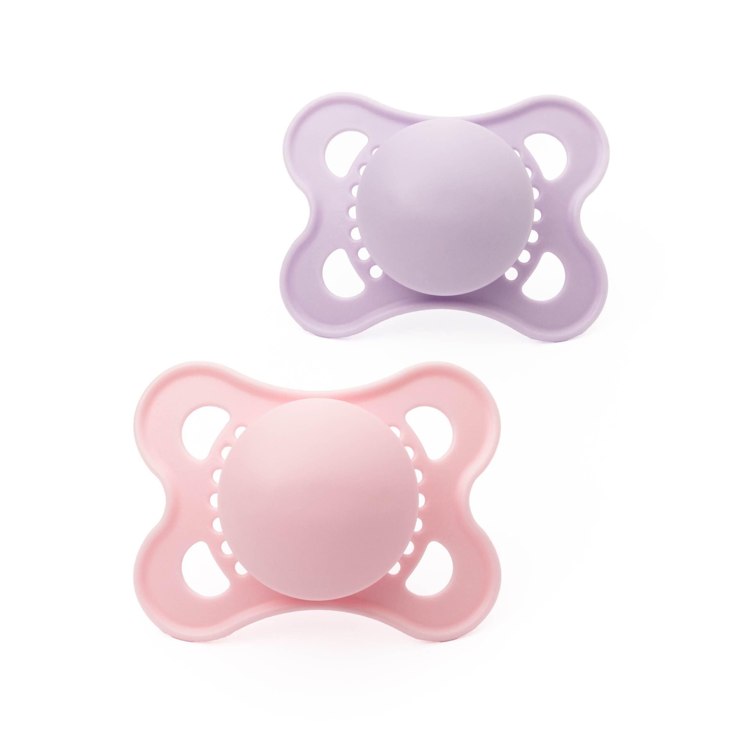 MAM Original Soothers | 0-6 Months | 2 Pack | Comes in Dummy Steriliser Case | Sustainable Materials | Baby Accessories for Newborn | Pink (Various Designs)