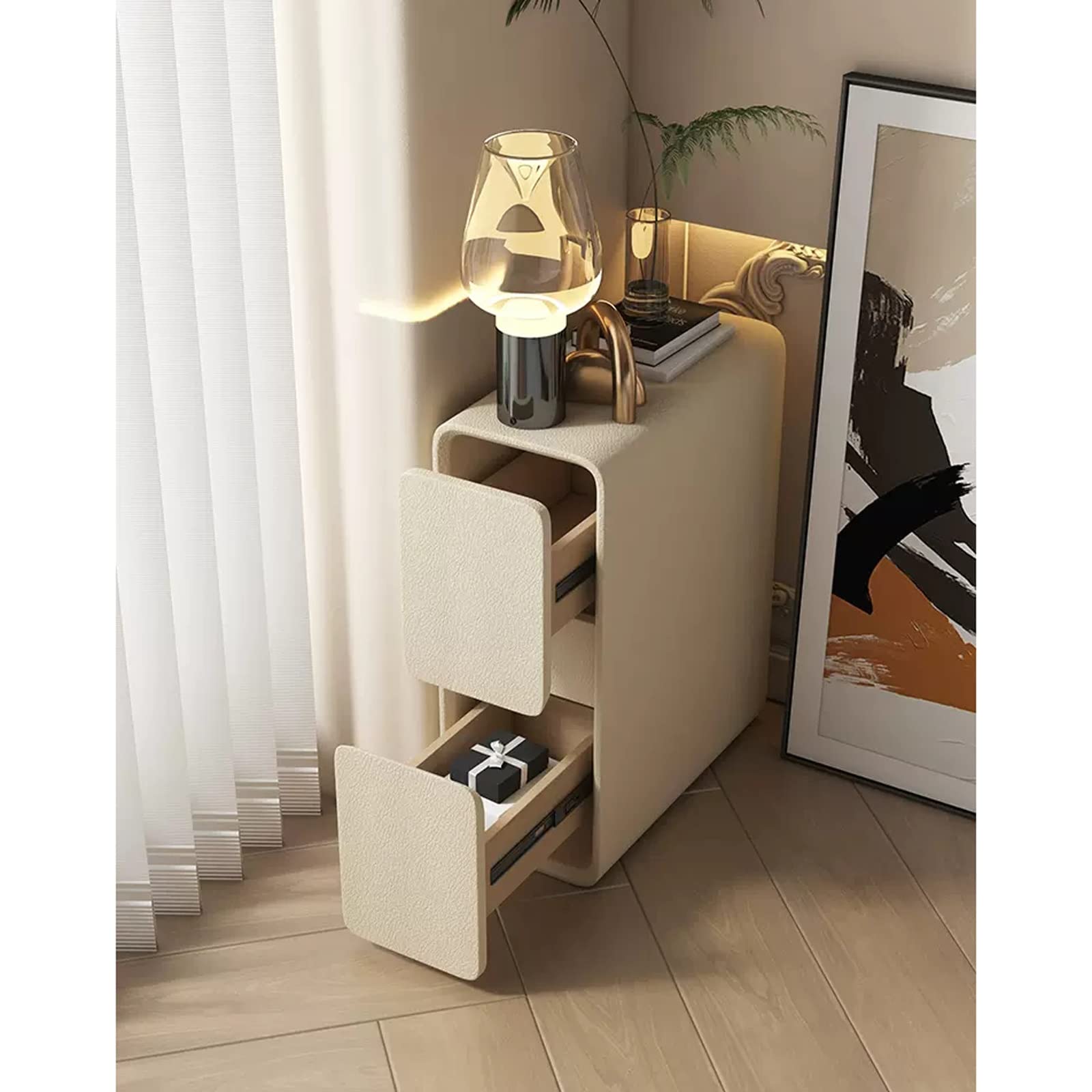 Mesa de noche de la mesita de noche con 2 cajones de madera completamente ensamblada No Mesas de ensamblaje/mesa lateral/mesita de noche/Catinda para la oficina del dormitorio de la sala de estar,
