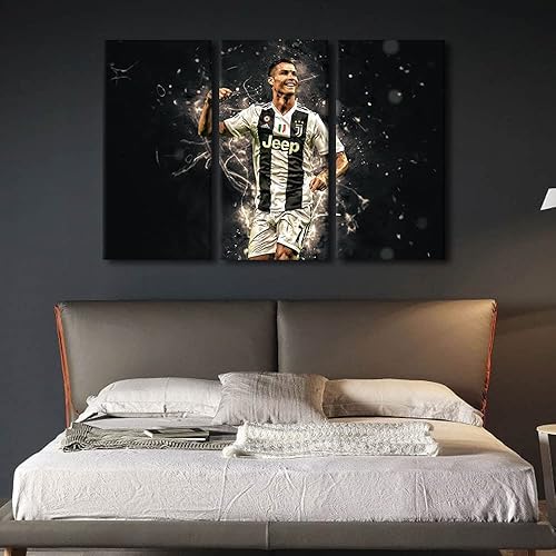 Miniatura 212 de TISHIRON 3 paneles CR7 Cristiano Ronaldo - Póster en lienzo para decoración de pared, pelota deportiva, casa moderna, para club, arena, sala