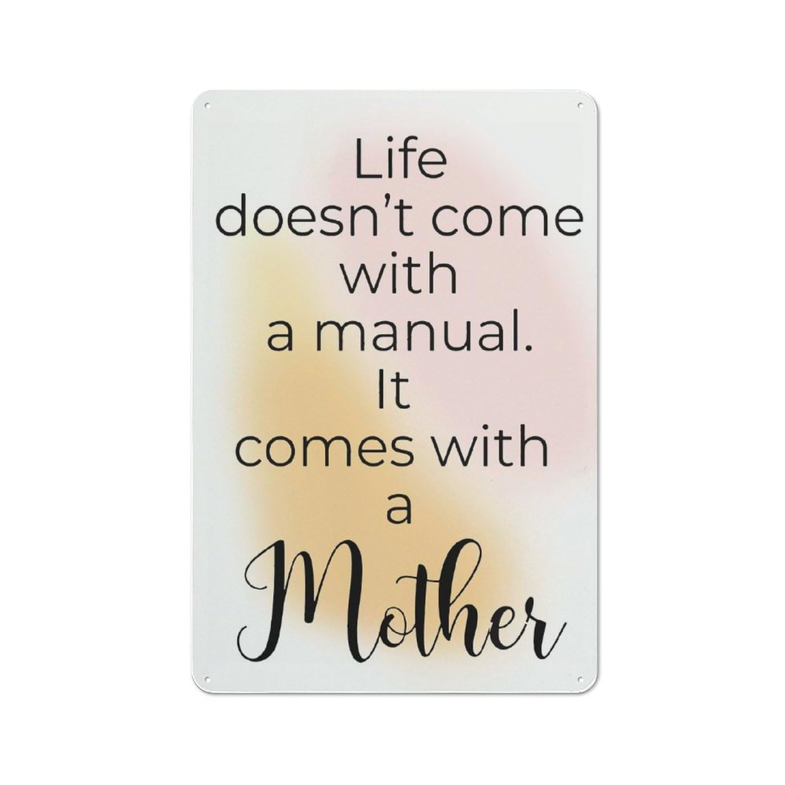 Junmoney Style-11 Vintage Metal Plaque 30X20cm Featuring Life Doesnt Come With Mom For Hallway Wall, For Wall Display Collectors