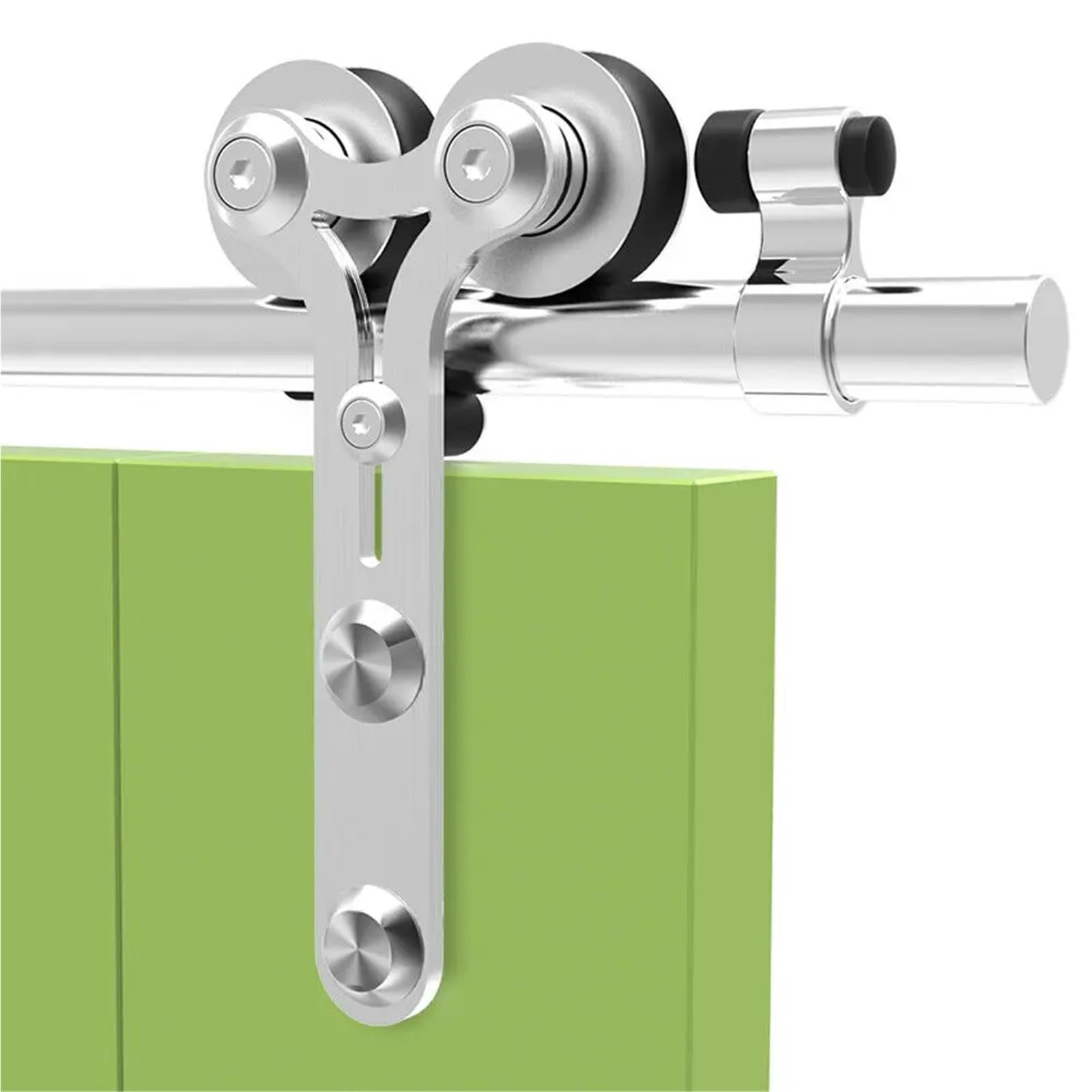 Csdasw A Horn Shape 2Pcs Silver Stainless Steel Sliding Barn Wood Door Rollers Hanger Kit With Accessories (No Rail/No Doors) Smooth And Quiet(A Horn Shape)